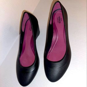 Black Crocs Comfort Lina Wedge Heels - Size 8